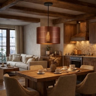 PENDENTE BILBAO PARA 1 LAMPADA E27 MADEIRA 29CM - KIN LIGHT