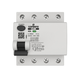 INTERRUPTOR DIFERENCIAL DR TETRAPOLAR 40A 30MA CLASSE AC - SOPRANO