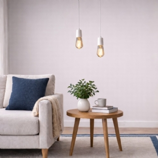 PENDENTE ORBITAL ALUMINIO PARA 1 LAMPADA E27 BRANCO COM FIO 1 METRO - KIN LIGHT