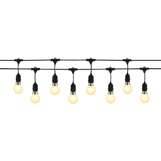 KIT VARAL FESTAO 5 METROS IP65 COM 8 LAMPADAS LED BOLINHA 6W BIVOLT 2700K