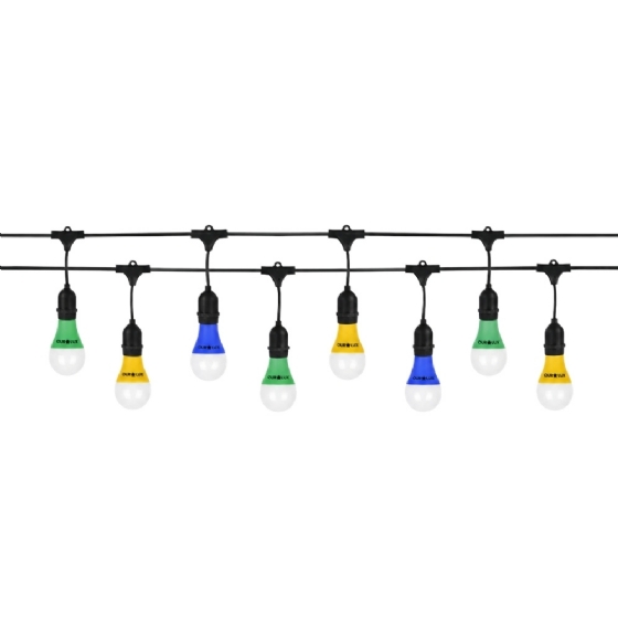 KIT VARAL FESTÃO 5 METROS IP65 COM 8 LAMPADAS LED BOLINHA 3W COLORIDAS BRASIL
