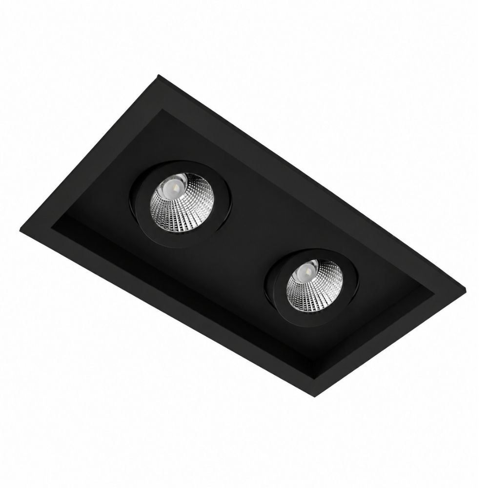 SPOT EMBUTIR PARA 2 LAMPADA MINI DICROICA PRETO QUADRO MICRO BORDA - BELLA LUCE
