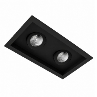 SPOT EMBUTIR PARA 2 LAMPADA MINI DICROICA PRETO QUADRO MICRO BORDA - BELLA LUCE