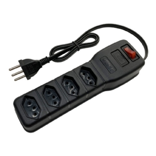 FILTRO DE LINHA 4 TOMADA 2 POLOS + TERRA 10A PRETO BIVOLT 1 METRO PP - MULTICRAFT