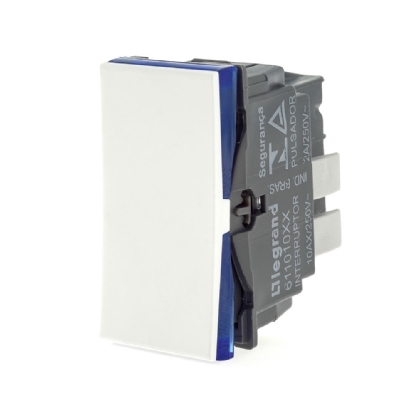 MODULO INTERRUPTOR SIMPLES 10A 250V BRANCO COM BORNE - PIAL PLUS+