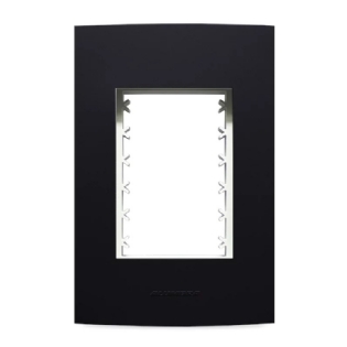 PLACA 4X2 PARA 3 POSTOS JUNTOS COM SUPORTE PRETO FOSCO INOVA PRO - ALUMBRA
