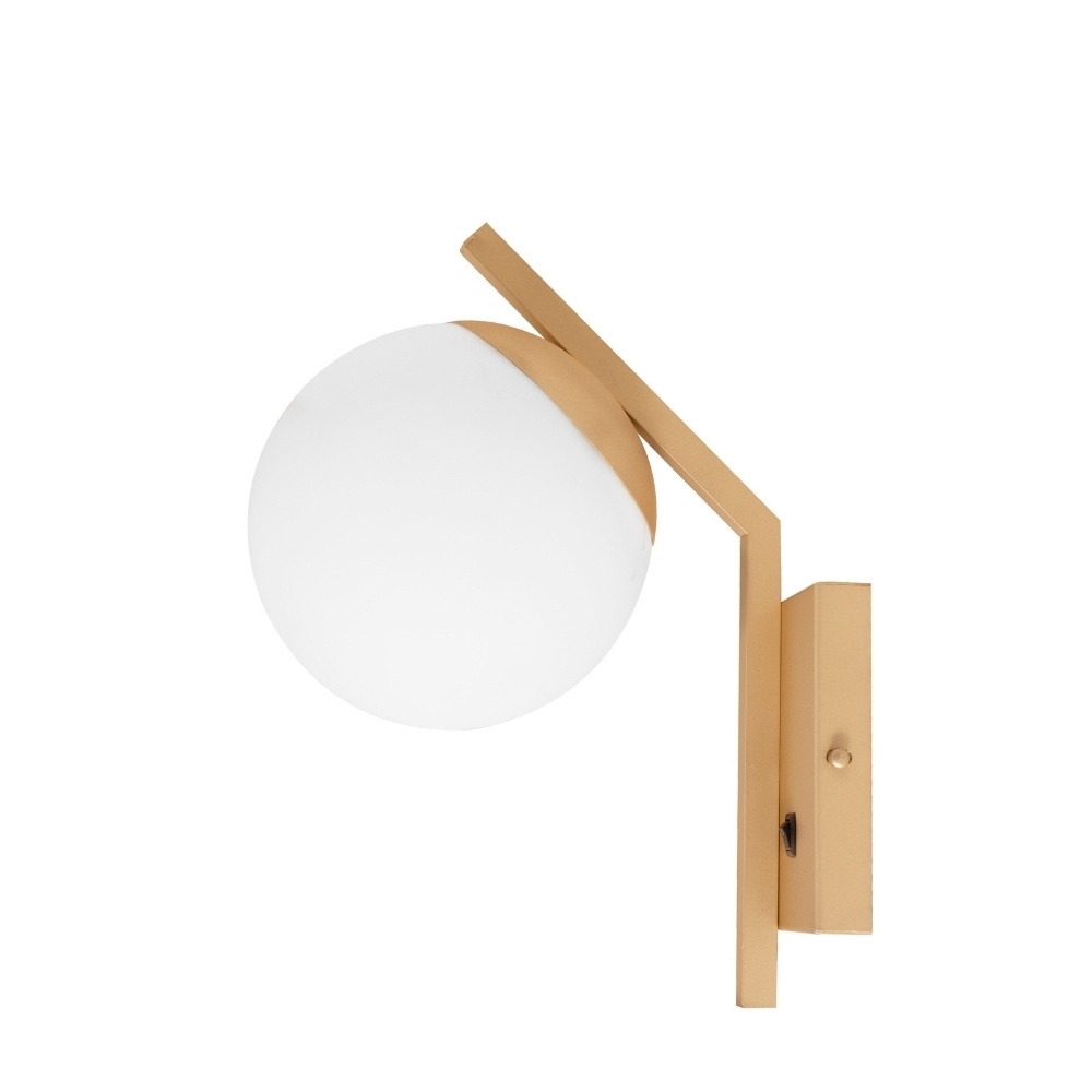 ARANDELA HANOVER PARA 1 LAMPADA E27 QUADRADO DOURADA CHP GLOBO 15CM - KIN LIGHT