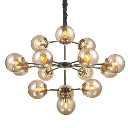 PENDENTE FIAT PARA 15 LAMPADAS E27 PRETO E ROSE - CHANDELIE