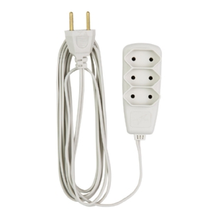 EXTENSAO 3 TOMADAS 2 POLOS 10A BRANCO CABO 3 METROS PP - DANEVA LEGRAND