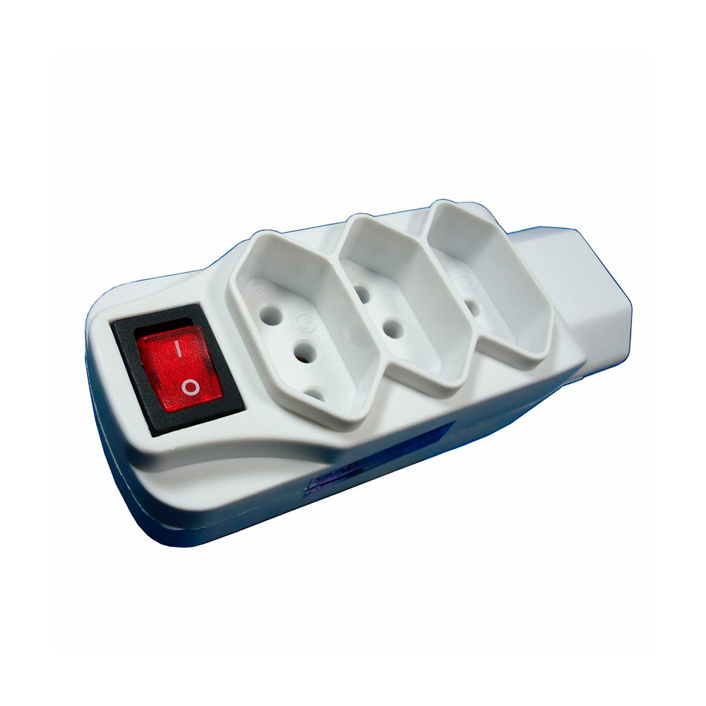ADAPTADOR 4 TOMADAS 2 POLOS + TERRA + 2 USB SEM FIO COM INTERRUPTOR LIGA E DESLIGA - DNI