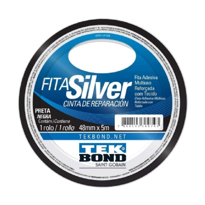 FITA SILVER TAPE PRETA 48MM 5 METROS - TEKBOND