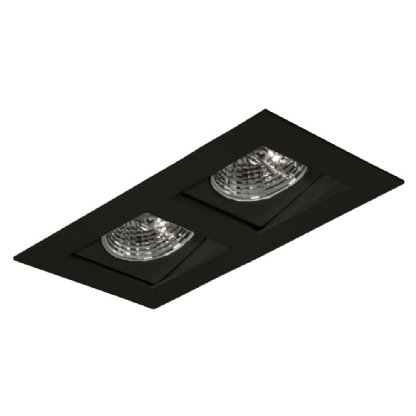 SPOT EMBUTIR RECUADO PARA 2 LAMPADAS AR70 GZ10 PRETO - GOLI