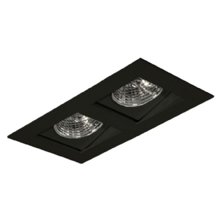 SPOT EMBUTIR RECUADO PARA 2 LAMPADAS AR70 GZ10 PRETO - GOLI