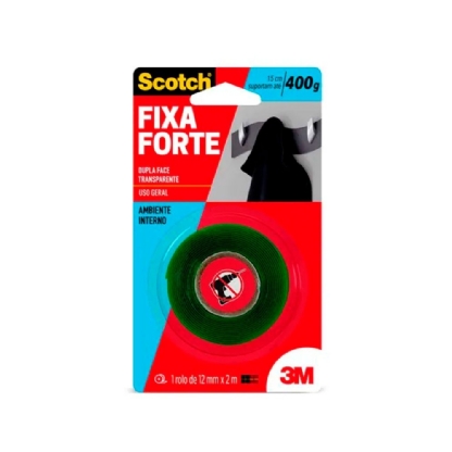 FITA DUPLA FACE FIXA FORTE 25MM 2 METROS TRANSPARENTE - 3M