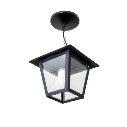 PENDENTE COLONIAL QUADRADO MEDIO PARA 1 LAMPADA E27 PRETO MICRO - IDEAL LUSTRES