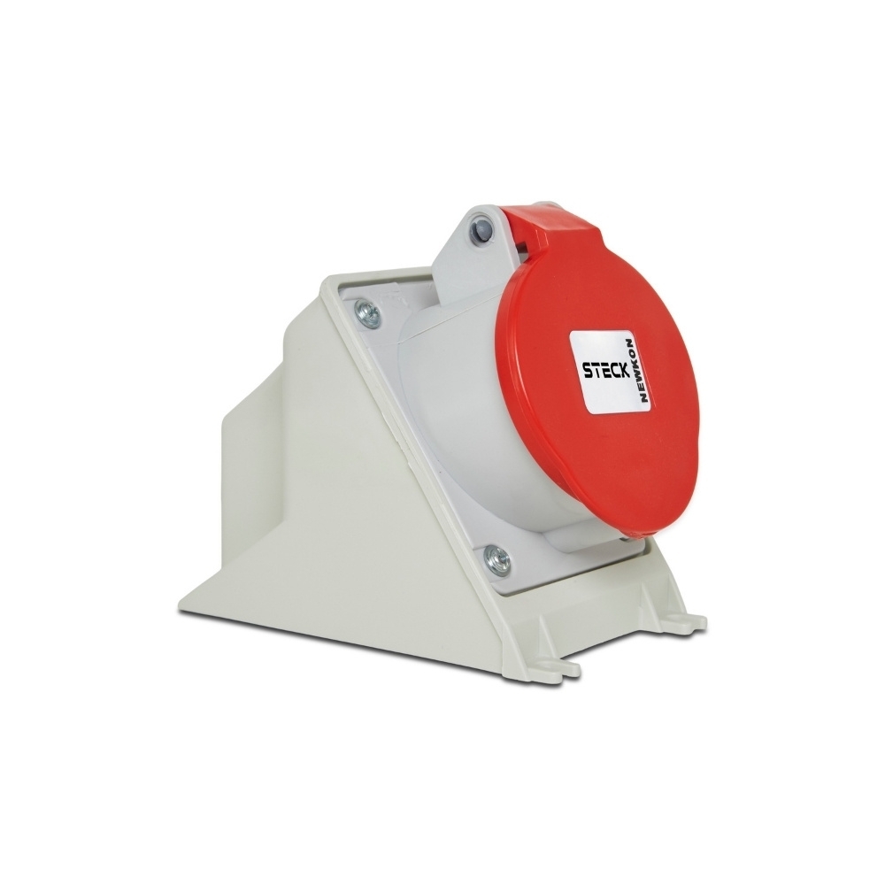 TOMADA INDUSTRIAL EMBUTIR 2 POLOS + TERRA 32A 380/440V VERMELHO 9H - STECK