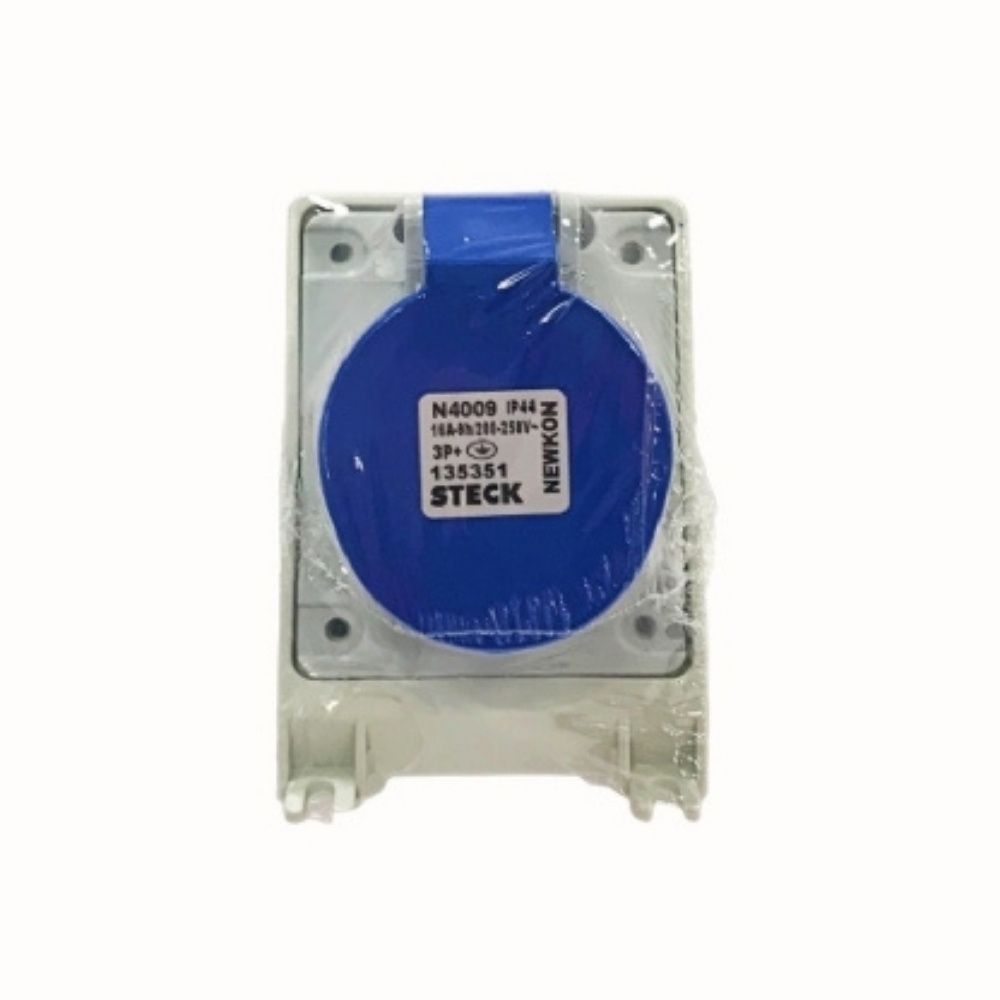 TOMADA INDUSTRIAL SOBREPOR 3 POLOS + TERRA 16A 220/240V AZUL 9H - STECK