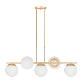 PENDENTE HANOVER PARA 5 LAMPADAS E27 DOURADO COM GLOBO 15CM - KIN LIGHT
