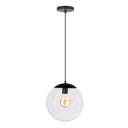 PENDENTE CATAR PARA 1 LAMPADA E27 PRETO COM GLOBO 25CM - KIN LIGHT