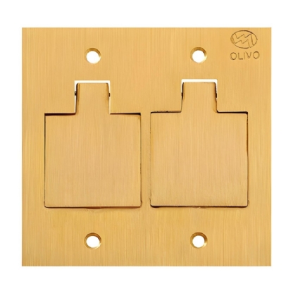 PLACA 4X4 PARA PISO UNHA 2 POSTOS TOMADA QUADRADA LATAO - OLIVO
