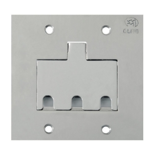 PLACA 4X4 PARA PISO 3 POSTOS RJ INOX - OLIVO