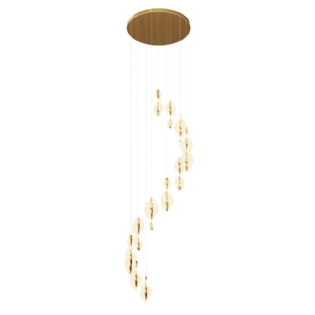 PENDENTE LED LEAF 72W BIVOLT LUZ AMARELA 3000K 2980LM DOURADO - HEVVY