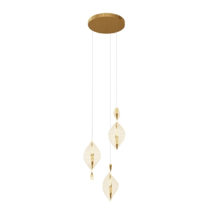 PENDENTE LED LEAF 20W BIVOLT LUZ AMARELA 3000K 830LM DOURADO - HEVVY