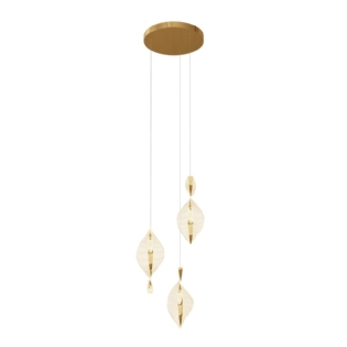 PENDENTE LED LEAF 20W BIVOLT LUZ AMARELA 3000K 830LM DOURADO - HEVVY