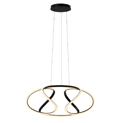 PENDENTE LED HORIZON SEUL 55W LUZ AMARELA 3000K 4400LM PRETO - HEVVY