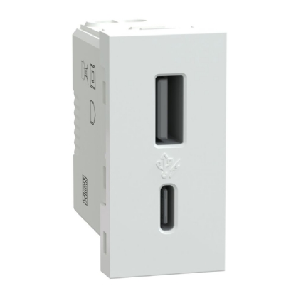 MODULO TOMADA COM 2 USB TIPO A + C 2.4A BRANCO ORION - SCHNEIDER