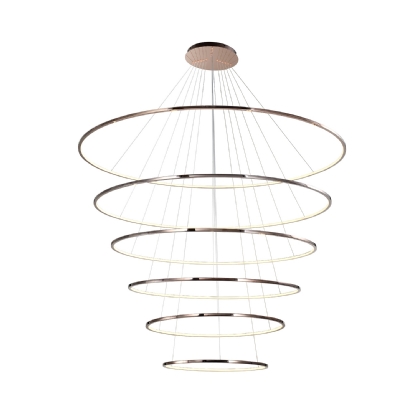 PENDENTE LED BENSON 209W LUZ AMARELA 3000K 20900LM ROSE 6 ANEL - HEVVY