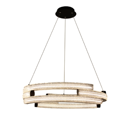 PENDENTE LED MARSELLA 58W LUZ AMARELA 3000K 5800LM 60CM PRETO 2 METROS - HEVVY