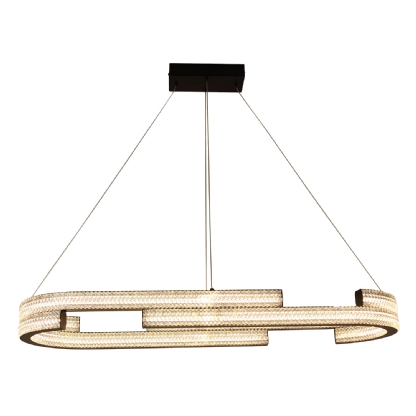 PENDENTE LED MARSELLA 55W LUZ AMARELA 3000K 5800LM 91CM PRETO 2 METROS - HEVVY