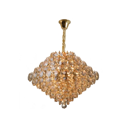 PENDENTE DIAMOND PARA 12 LAMPADAS G9 CRISTAL CABO 85CM DOURADO - HEVVY