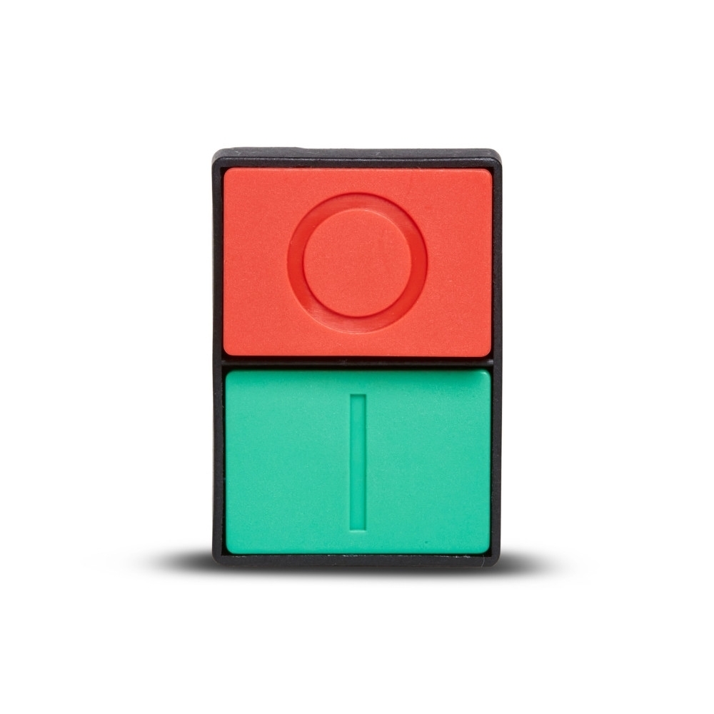 BOTAO PLASTICO DUPLO SALIENTE 1NA+1NF 22MM VERDE/VERMELHO - STECK