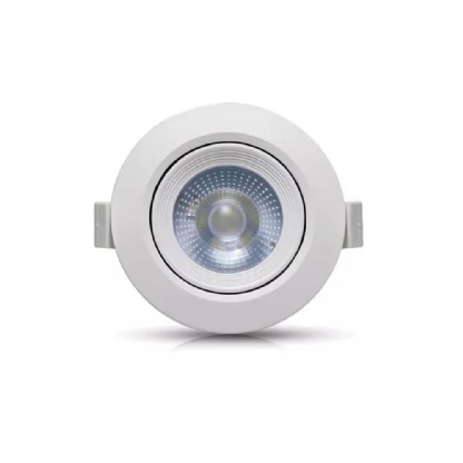 SPOT LED EMBUTIR REDONDO 6W BIVOLT LUZ AMARELA 3000K 410LM 9CM BRANCO - BBAUER