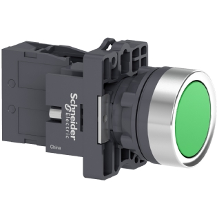 BOTAO PLASTICO 22MM FACEADO RETENTIIVO 1NA VERDE - SCHNEIDER