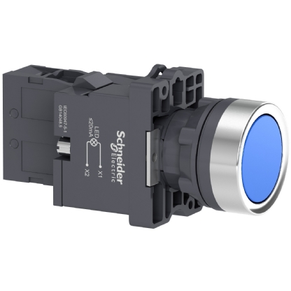 BOTAO PLASTICO FACEADO LUMINOSO 220VAC 1NA 22MM AZUL - SCHNEIDER