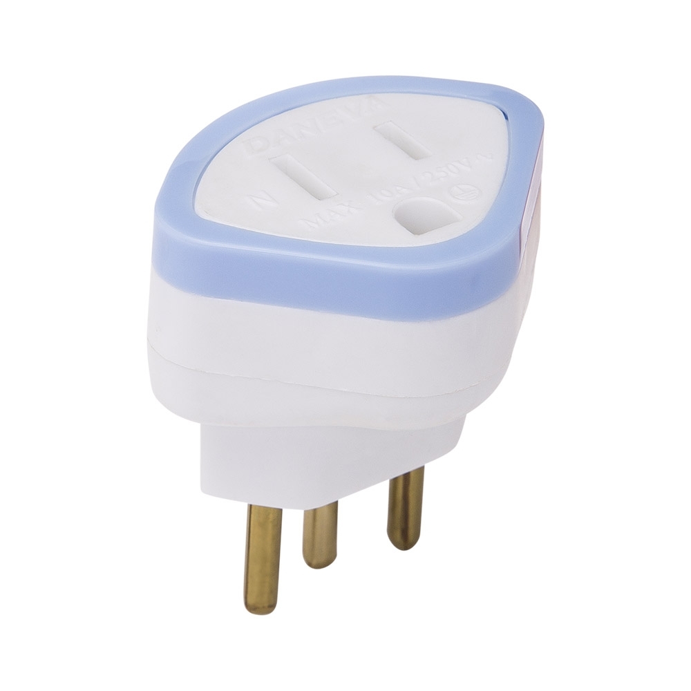 ADAPTADOR 2 POLOS + TERRA BRANCO PARA CHATO - PIAL LEGRAND