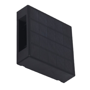 ARANDELA LED 2 FACHOS SOLAR 1W LUZ AMARELA 3000K 50LM QUADRADO PRETO - GAYA