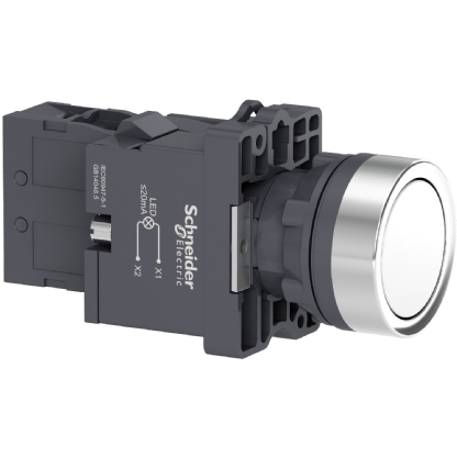 BOTAO PLASTICO FACEADO LUMINOSO 220V 1NA 22MM BRANCO - SCHNEIDER