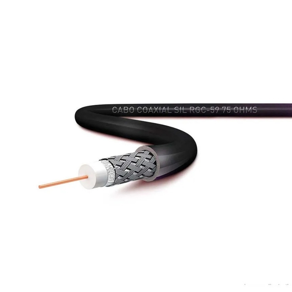 CABO COAXIAL 75 OHMS RG 59 67% PRETO - SIL
