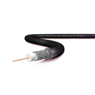 CABO COAXIAL 75 OHMS RG 59 67% PRETO - SIL