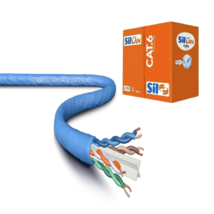 Cabo de Rede Cat6 LAN 4 Vias Cat 6 U/UTP Azul 305 Metros - SIL