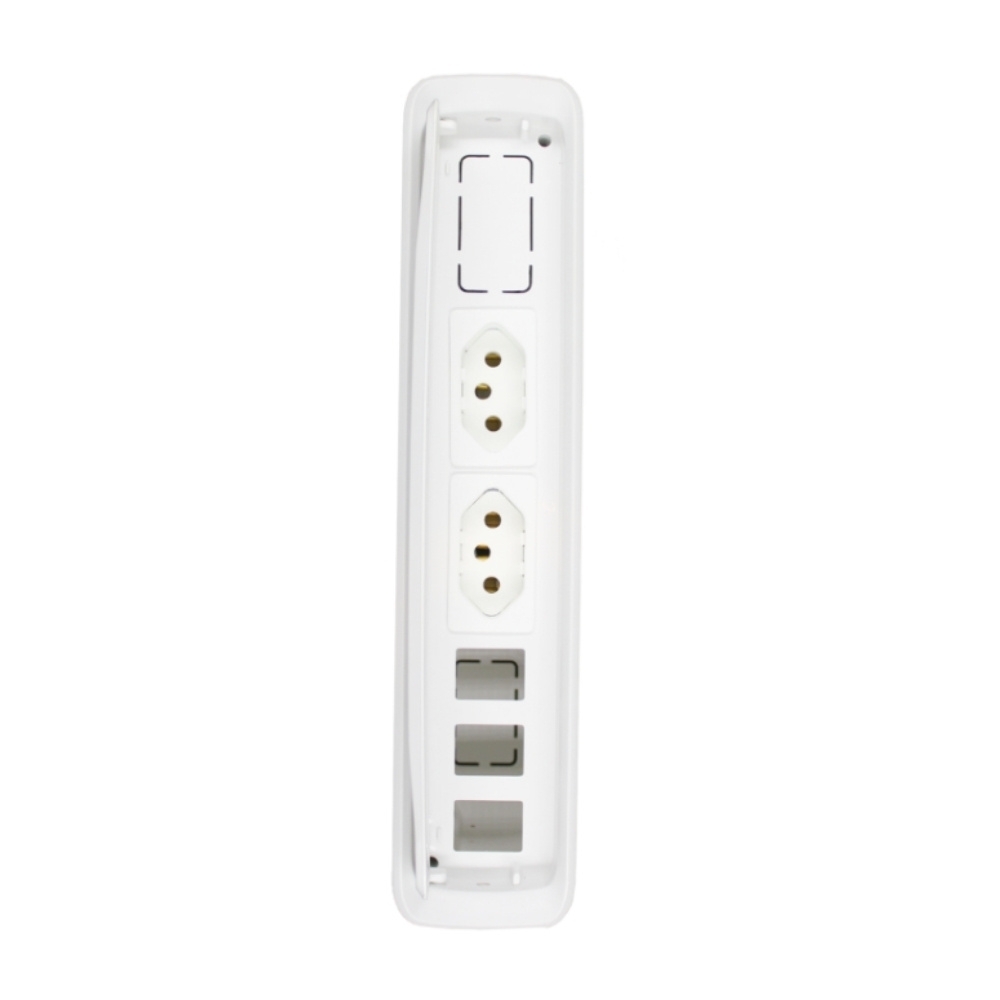 CAIXA EMBUTIR ABS PARA MESA COM 3 TOMADAS 20A+3 FUROS PARA RJ BRANCO - DUTOTEC