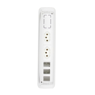 CAIXA EMBUTIR ABS PARA MESA COM 3 TOMADAS 20A+3 FUROS PARA RJ BRANCO - DUTOTEC