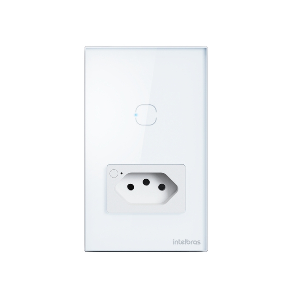 CONJUNTO 4X2 1 INTERRUPTOR TOUCH+1 TOMADA 2P+T 10A BRANCO WIFI SMART - INTELBRAS