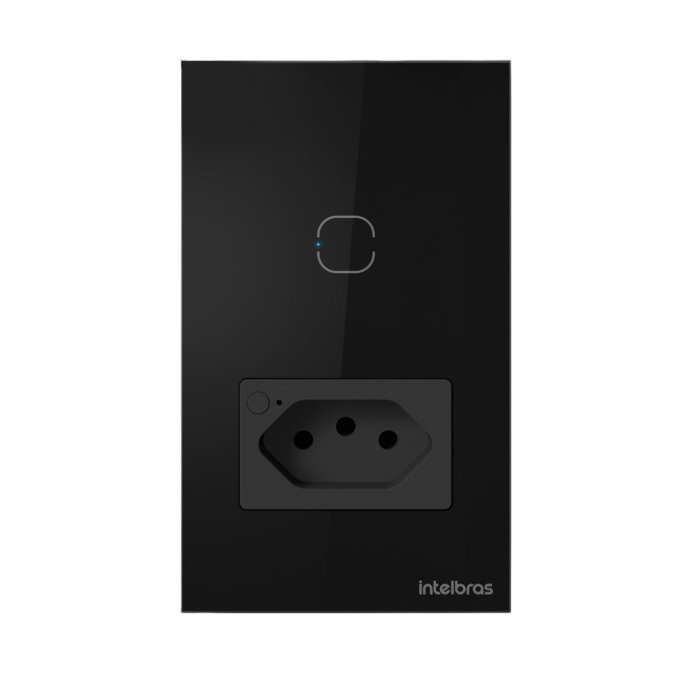 CONJUNTO 4X2 1 INTERRUPTOR TOUCH+1 TOMADA 2P+T 10A PRETA WIFI SMART - INTELBRAS