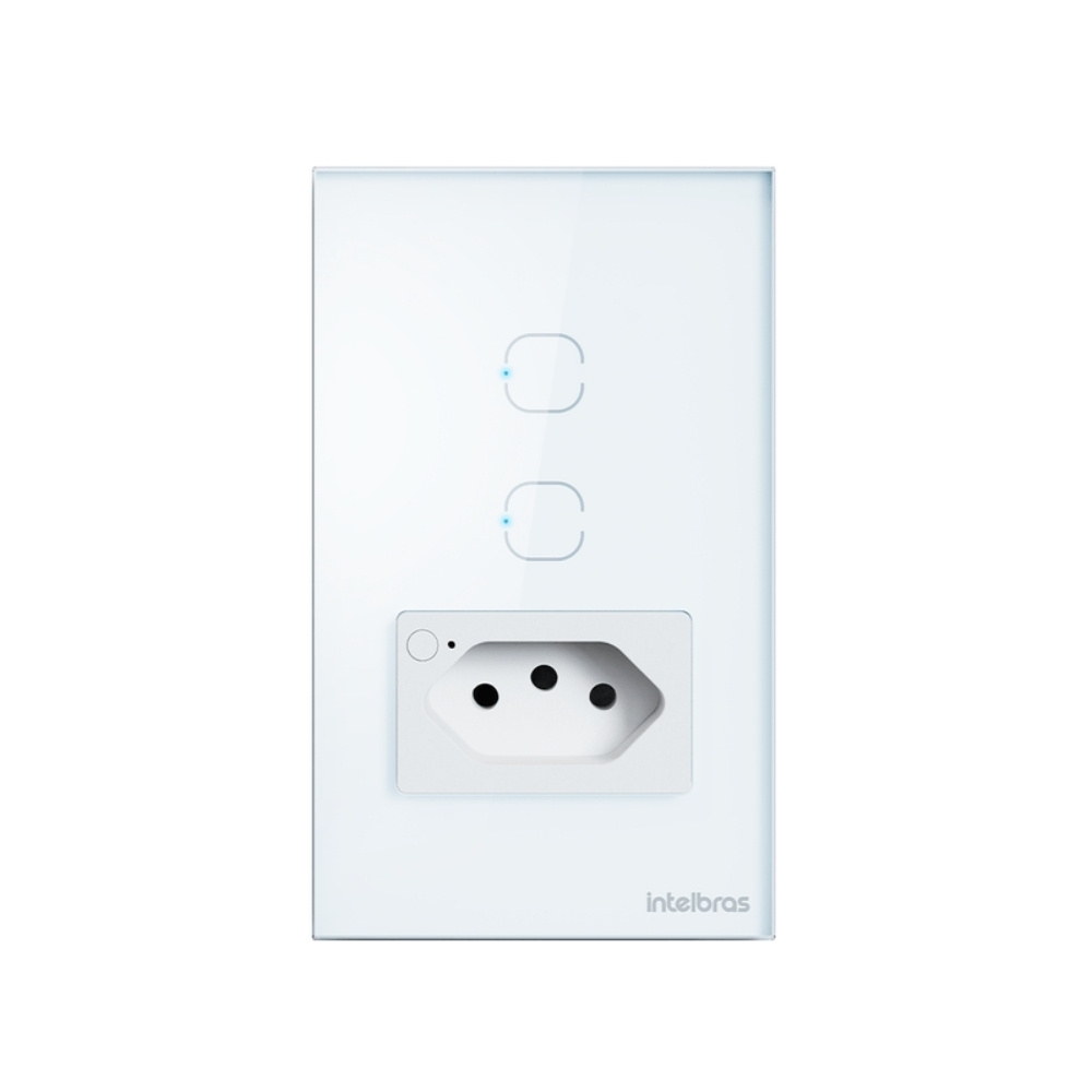CONJUNTO 4X2 2 INTERRUPTOR TOUCH+1 TOMADA 2P+T 10A BRANCO WIFI SMART - INTELBRAS
