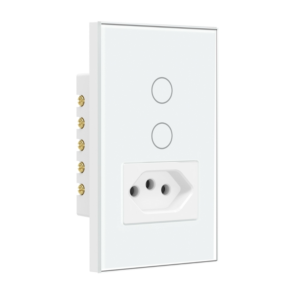 CONJUNTO 4X2 2 INTERRUPTORES + 1 TOMADA TOUCH BRANCO WI-FI AMBIENTE CONECTADO - STECK